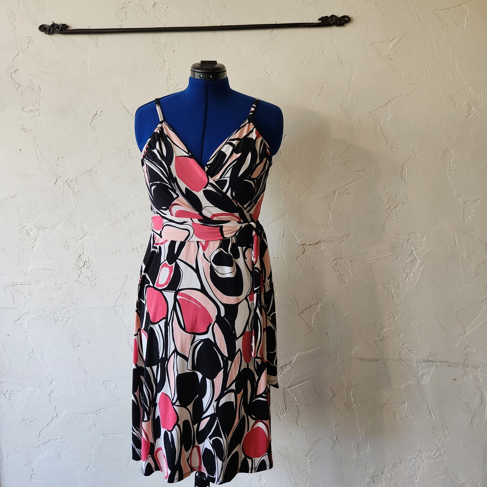 Merona Pink and Black Knit Summer Dress Size M